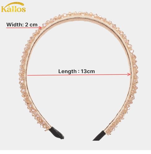 Kàllos Rhinestone Padded Headbands for Women – 2 Pack Crystal Hair Bands with Inner Velvet Strip for Comfrotable Grip No-Damage Non Slip Hair Accessories for Weddings, Parties and Everyday Glam