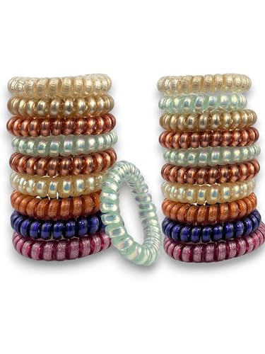 10 Pcs Multi-color Spiral Hair Ties Medium No Crease Hair Coils, phone Cord Plastic Hair Ties For Women And Girls Ponytail Holders No Damage Hair Accessory By Kàllos