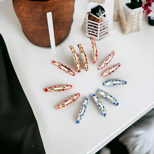 12 Pack Oval hair Snap clips, Secure Grip Metal Barrettes with elegant design Trendy and perfect accessories for girls and women by Kàllos