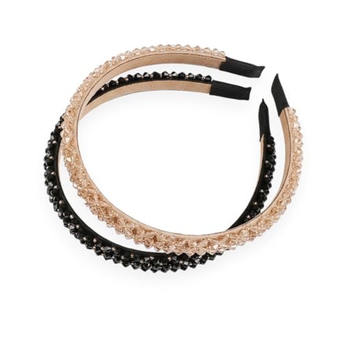 Kàllos Rhinestone Padded Headbands for Women – 2 Pack Crystal Hair Bands with Inner Velvet Strip for Comfrotable Grip No-Damage Non Slip Hair Accessories for Weddings, Parties and Everyday Glam