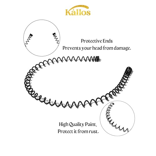 Kàllos Non-Slip Unisex Black Metal Hair Bands Premium Quality Headbands Sports and Spa Headwear accessories for Men and Women