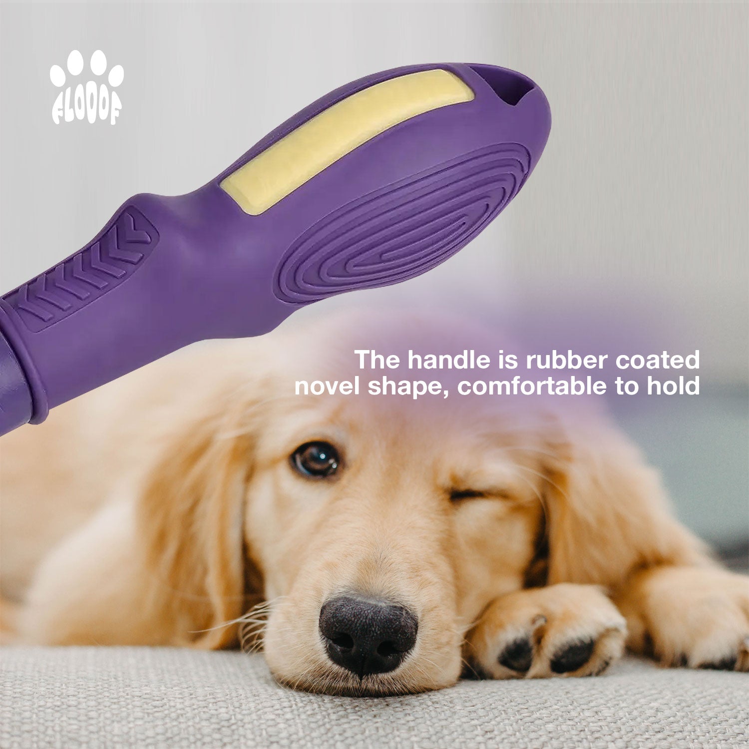 Flooof Hair Comb for Dogs Cats Easy Grip Rubber Handle Grooming Brushe for Removing Tear Stains, Lice, Dandruff - Flea Lice Comb for Dogs and Cats - Dog Brush for Shedding and Grooming - The Fusion Square