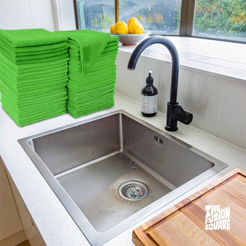 The Fusion Square Microfiber Cleaning Cloth All-Purpose Washable Reusable MicrofiberTowels for Kitchen, Car, House, Office