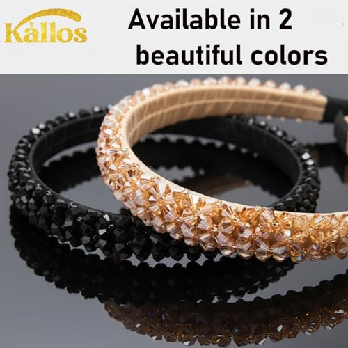 Kàllos Rhinestone Padded Headbands for Women – 2 Pack Crystal Hair Bands with Inner Velvet Strip for Comfrotable Grip No-Damage Non Slip Hair Accessories for Weddings, Parties and Everyday Glam