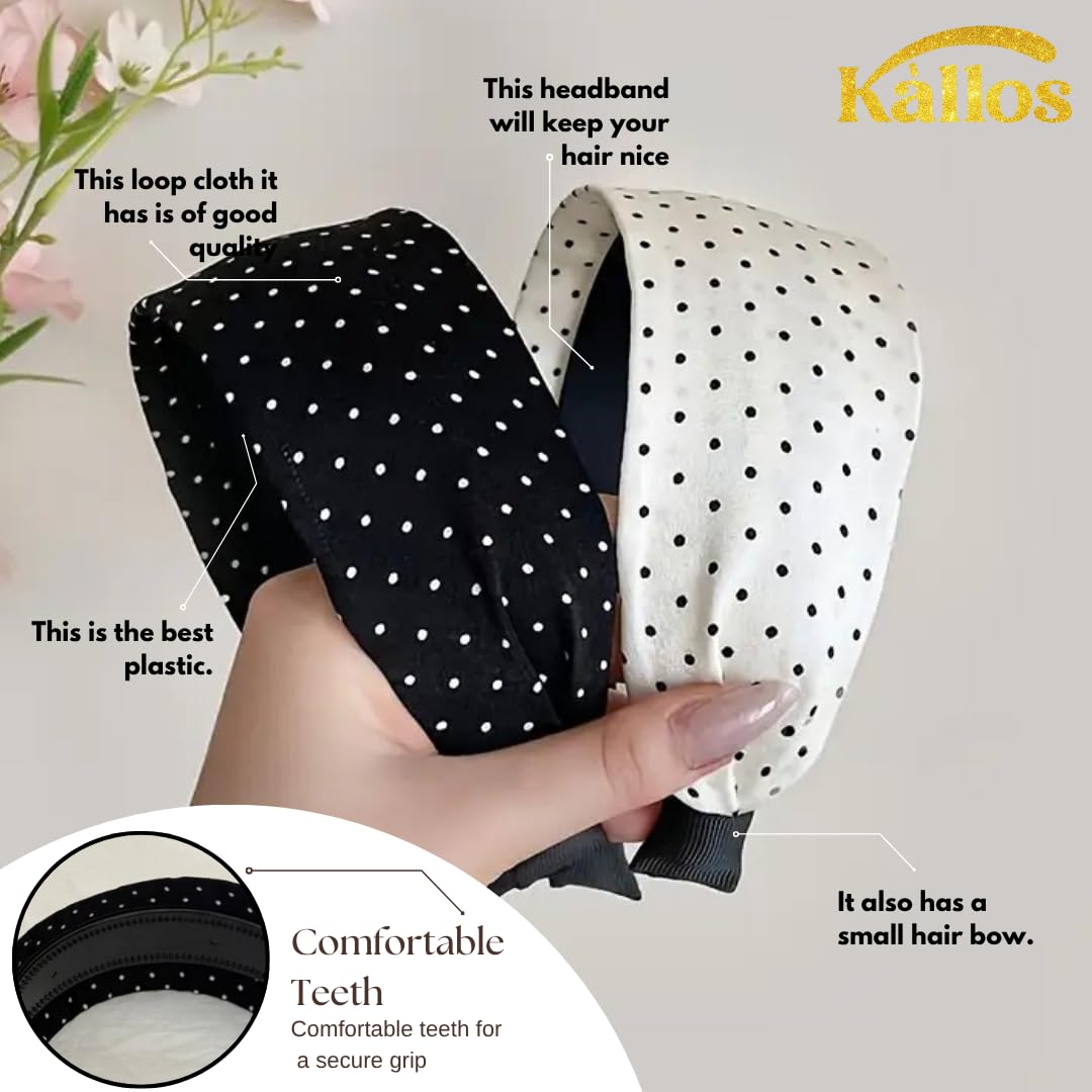 Kàllos Fabric Headband 2 Pack – Soft Stretchy Wide Headbands with strong tooth grip Non-Slip Hair band Premium Accessories for girls and women Perfect for Sports Gym Running & Everyday Wear