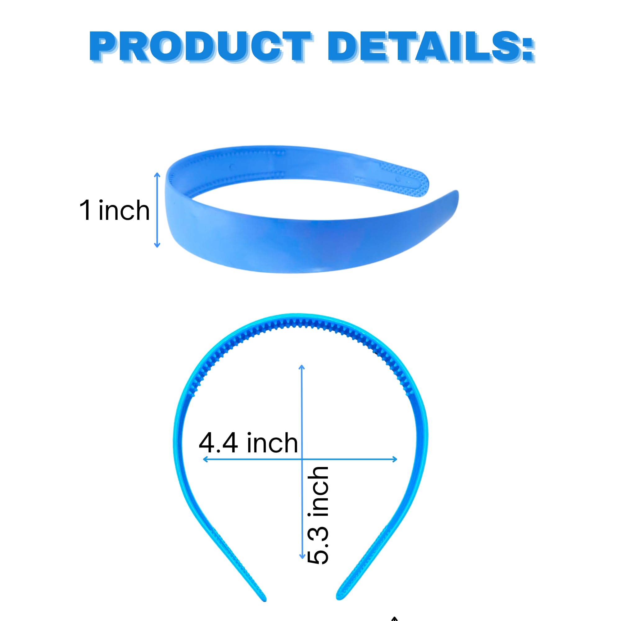 Kàllos 1 Inch Wide Plastic Headbands with Teeth – 5 Pack Vibrant Hard Plastic Hairbands, Nonslip and no damage bands for Women and Girls – Perfect Grip DIY and Everyday Use Accessories