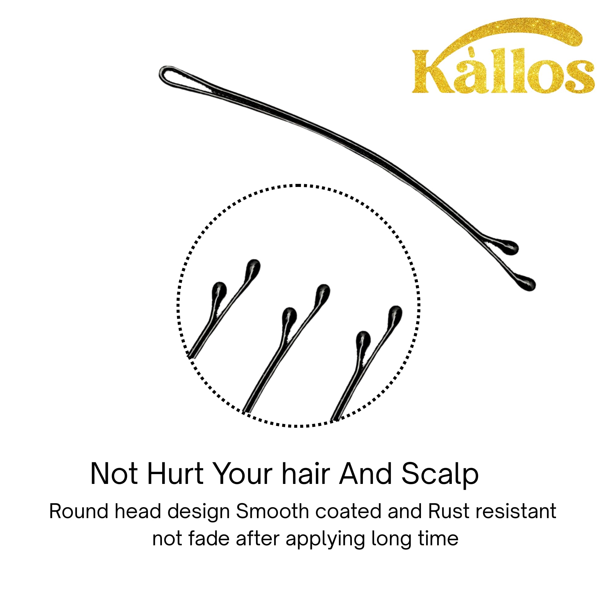 52-Pack Curved Black Bobby Hair Pins – Durable, Non-Slip, Stylish Curved Hairpin for Women and Girls – Secure and No Damage Hold for All Hair Types, Everyday Styling and Professional Use by Kàllos