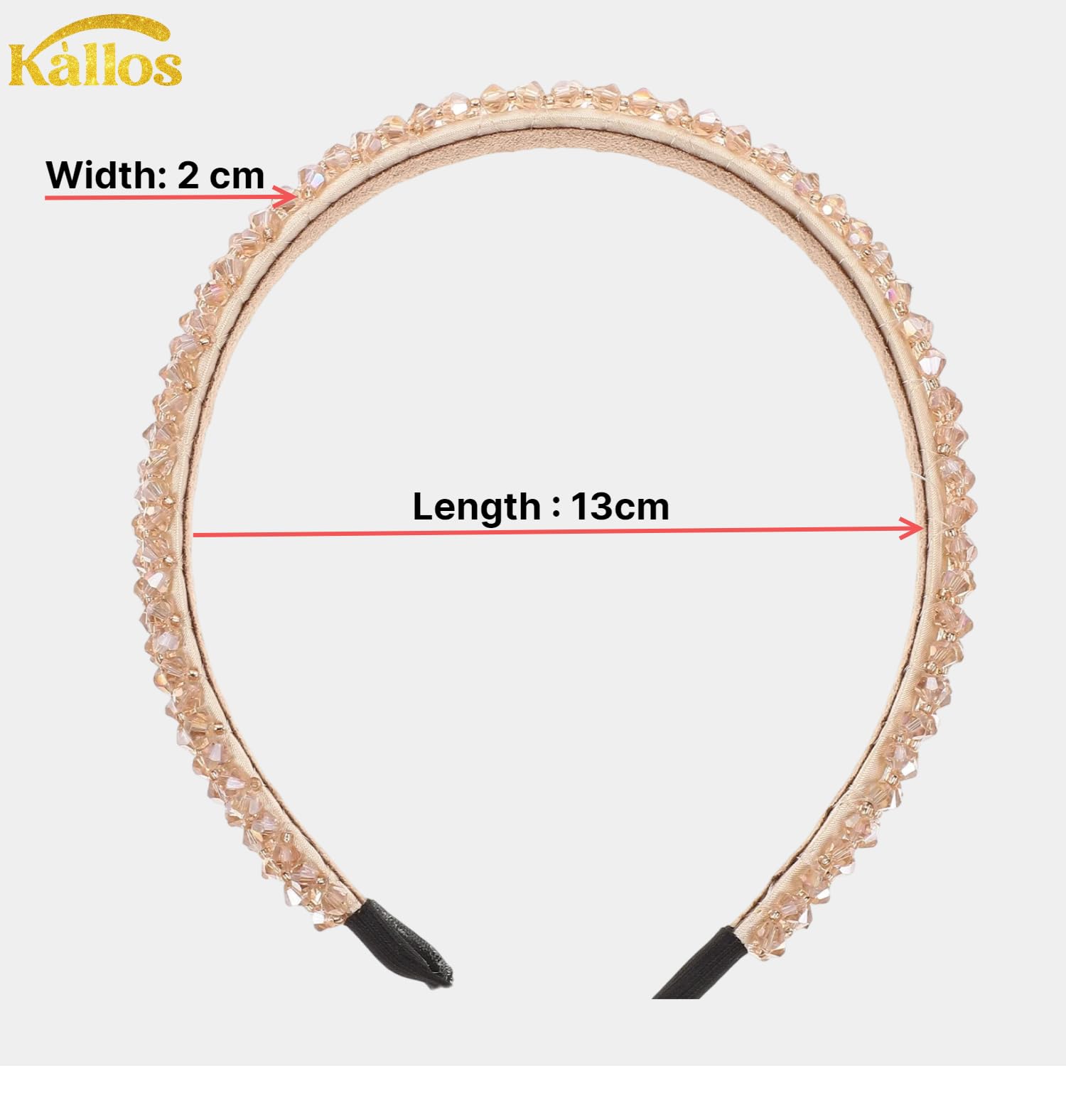 Kàllos Rhinestone Padded Headbands for Women – 2 Pack Crystal Hair Bands with Inner Velvet Strip for Comfrotable Grip No-Damage Non Slip Hair Accessories for Weddings, Parties and Everyday Glam