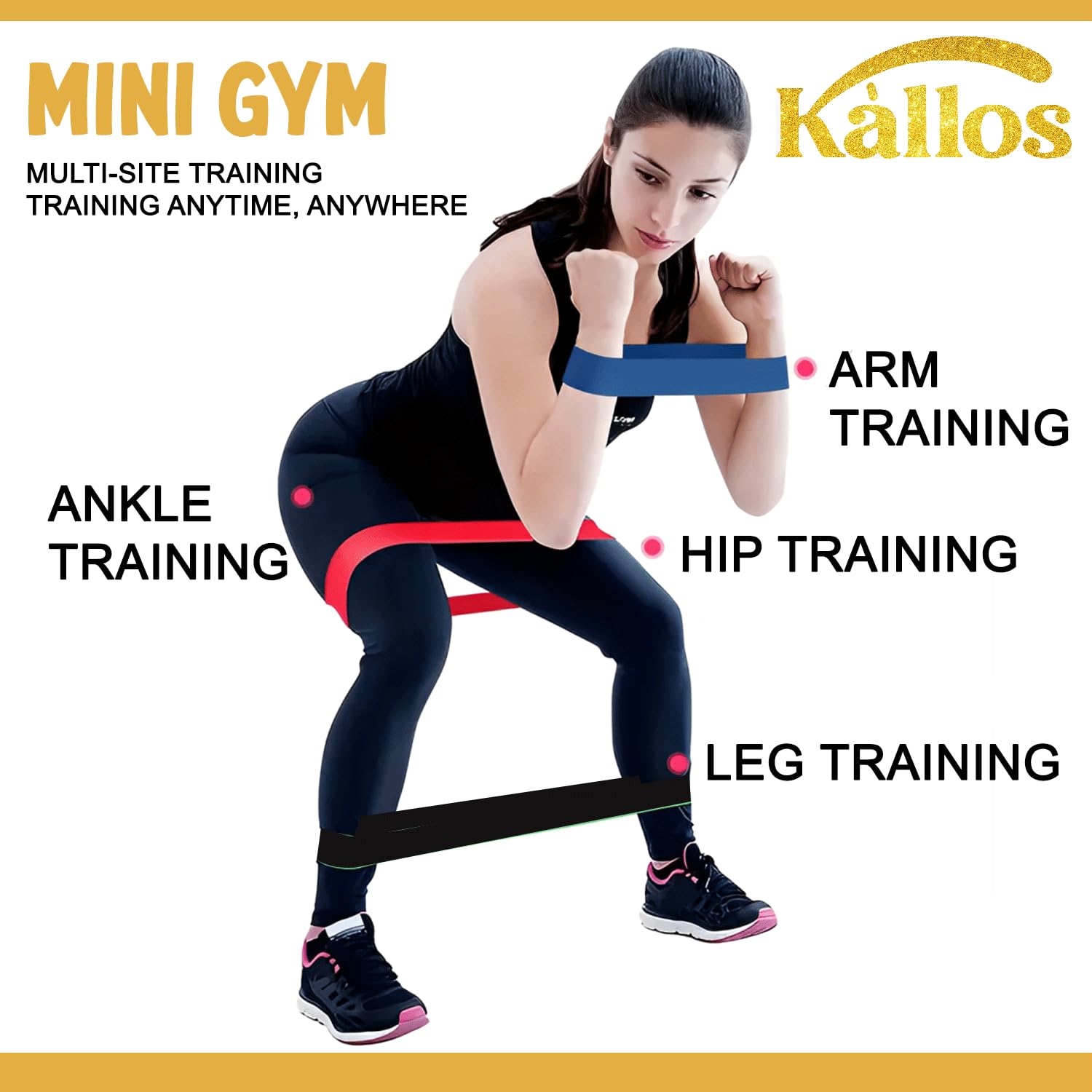 8-Piece Resistance Band Set with Pull-Up Booty and Loop Bands – All in One Non-Slip Durable Workout Set for Strength Training Glute Activation and Stretching Portable Fitness Gear by Kàllos