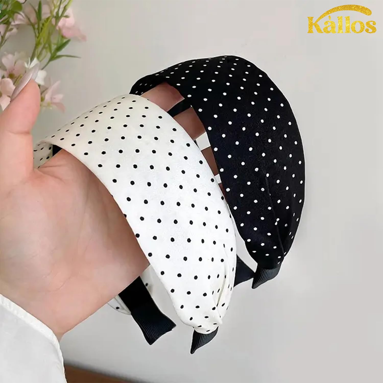 Kàllos Fabric Headband 2 Pack – Soft Stretchy Wide Headbands with strong tooth grip Non-Slip Hair band Premium Accessories for girls and women Perfect for Sports Gym Running & Everyday Wear