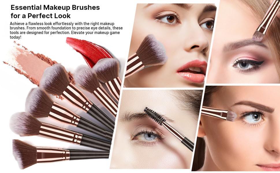 7-Piece Professional Makeup Brush Set – Premium Vegan Cosmetic Brushes for Foundation, Blush, Eyeshadow, Eyeliner & Brows – Soft, Cruelty-Free Tools for Flawless Application by Kàllos