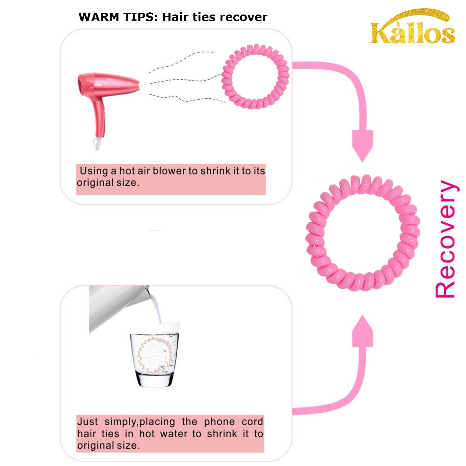 10 Pcs Multi-color Spiral Hair Ties Medium No Crease Hair Coils, phone Cord Plastic Hair Ties For Women And Girls Ponytail Holders No Damage Hair Accessory By Kàllos