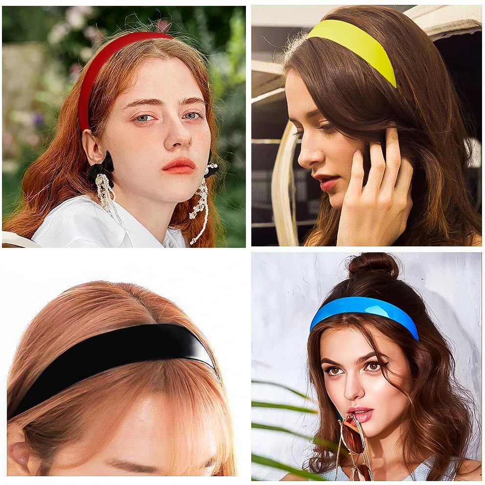 Kàllos 1 Inch Wide Plastic Headbands with Teeth – 5 Pack Vibrant Hard Plastic Hairbands, Nonslip and no damage bands for Women and Girls – Perfect Grip DIY and Everyday Use Accessories