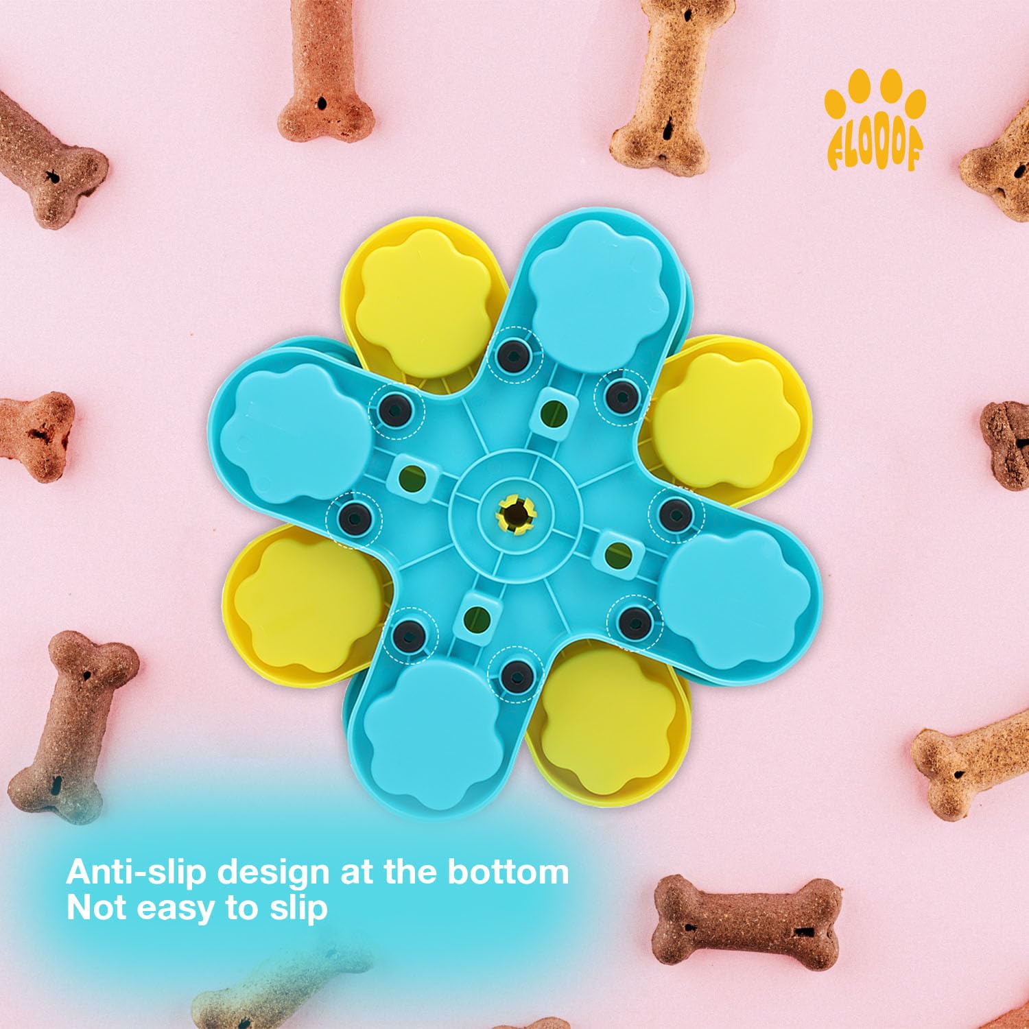 Flooof Level 3 Puzzle Feeder Dog Toy - Mental Stimulation Toys Slow Feeder Dog Bowls and Interactive Toy for Mental Growth of Small, Medium and Large Dogs
