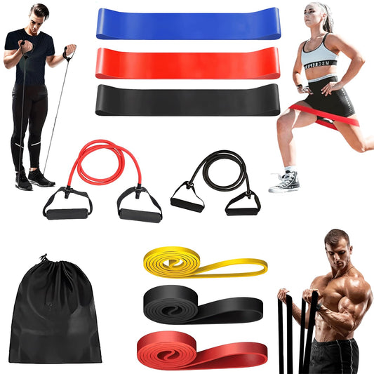 8-Piece Resistance Band Set with Pull-Up Booty and Loop Bands – All in One Non-Slip Durable Workout Set for Strength Training Glute Activation and Stretching Portable Fitness Gear by Kàllos