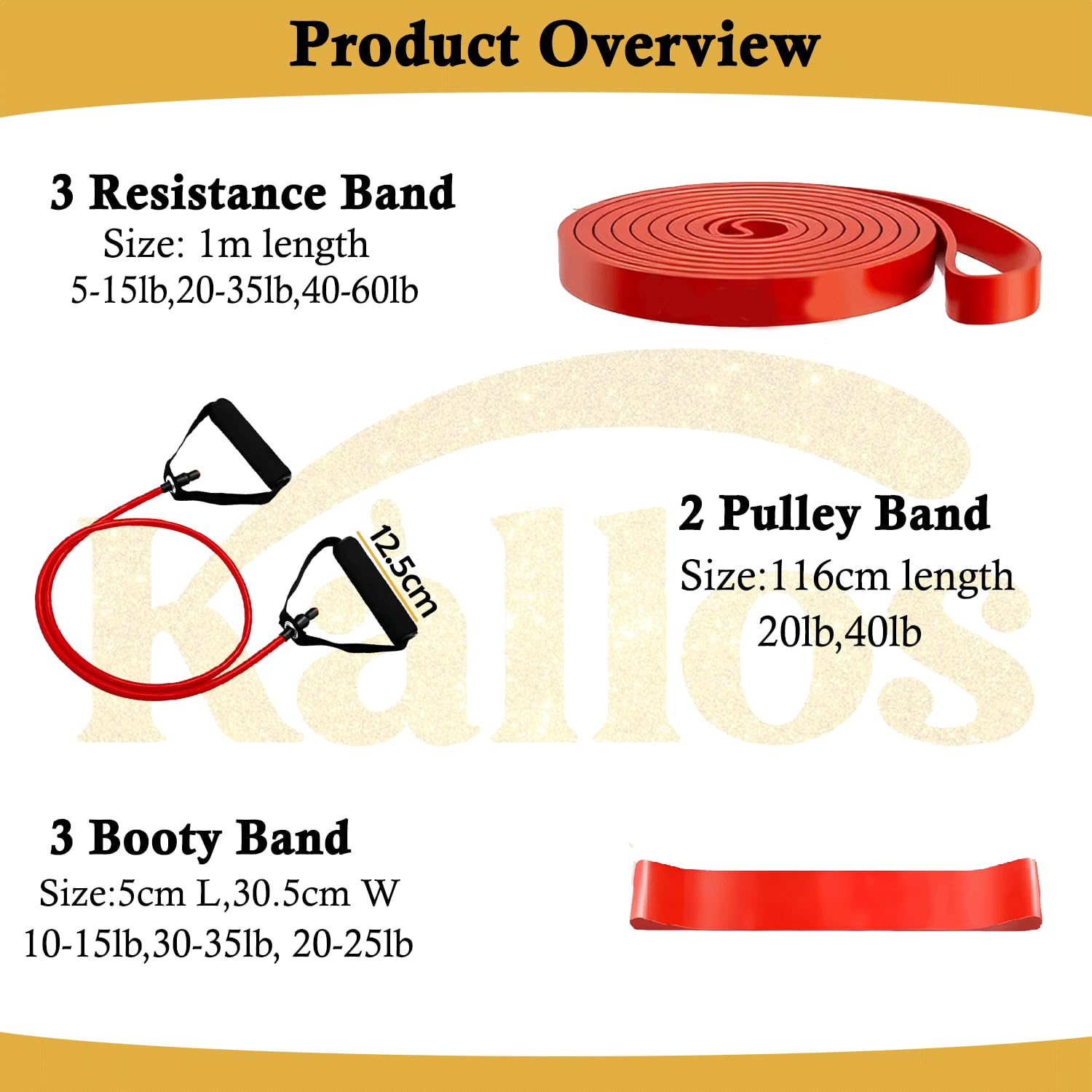 8-Piece Resistance Band Set with Pull-Up Booty and Loop Bands – All in One Non-Slip Durable Workout Set for Strength Training Glute Activation and Stretching Portable Fitness Gear by Kàllos