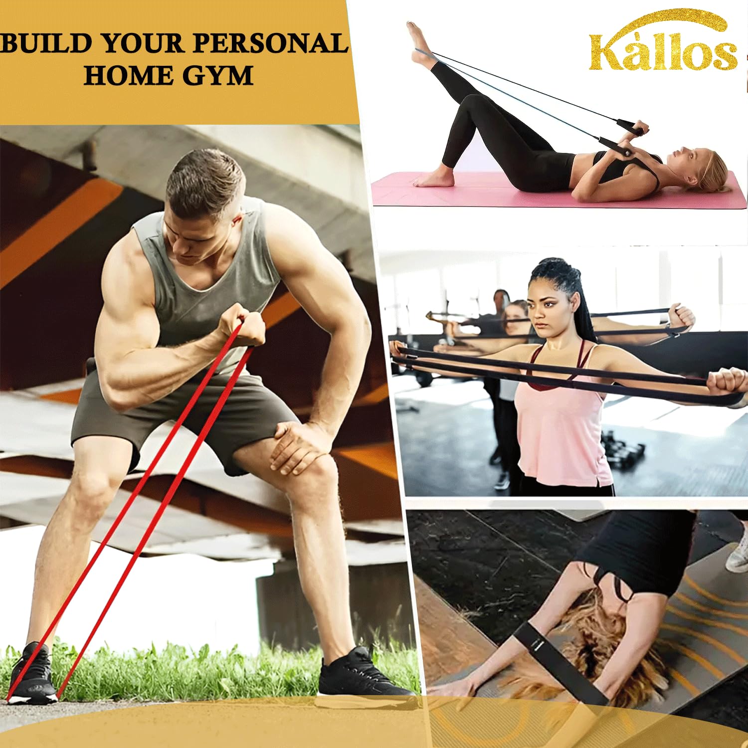 8-Piece Resistance Band Set with Pull-Up Booty and Loop Bands – All in One Non-Slip Durable Workout Set for Strength Training Glute Activation and Stretching Portable Fitness Gear by Kàllos