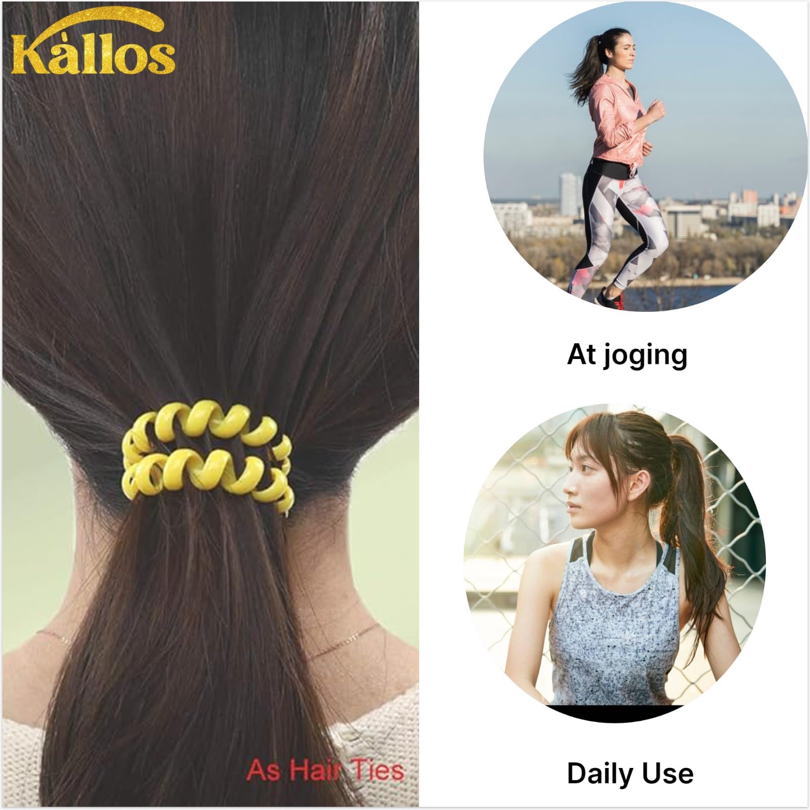 10 Pcs Multi-color Spiral Hair Ties Medium No Crease Hair Coils, phone Cord Plastic Hair Ties For Women And Girls Ponytail Holders No Damage Hair Accessory By Kàllos