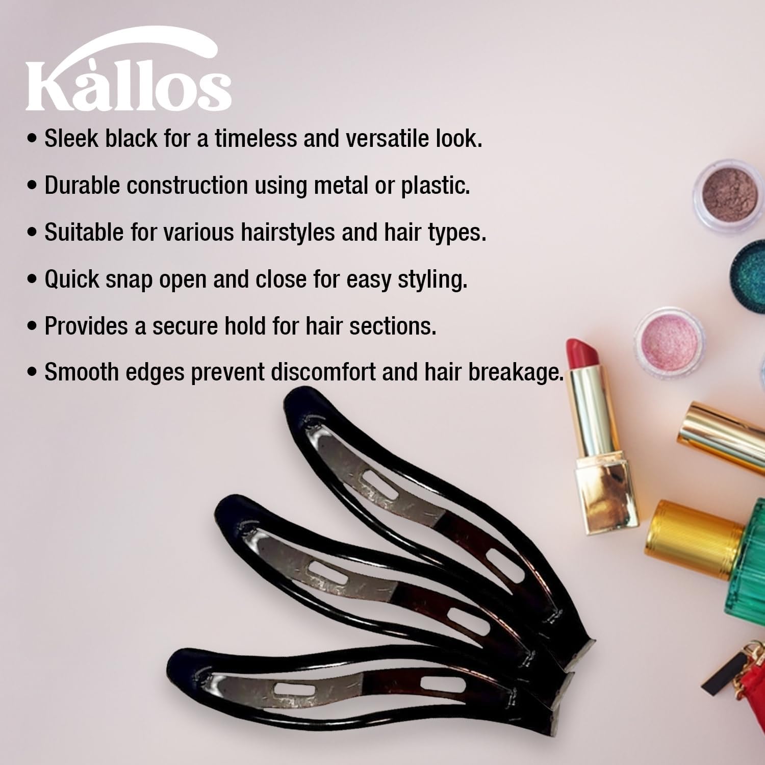 12 Pack Wavy Hair Snap Clips Non-Slip Metal Barrettes for Hair Styling, Suitable for Thick and Thin Hair - Perfect for Women and Girls by Kàllos