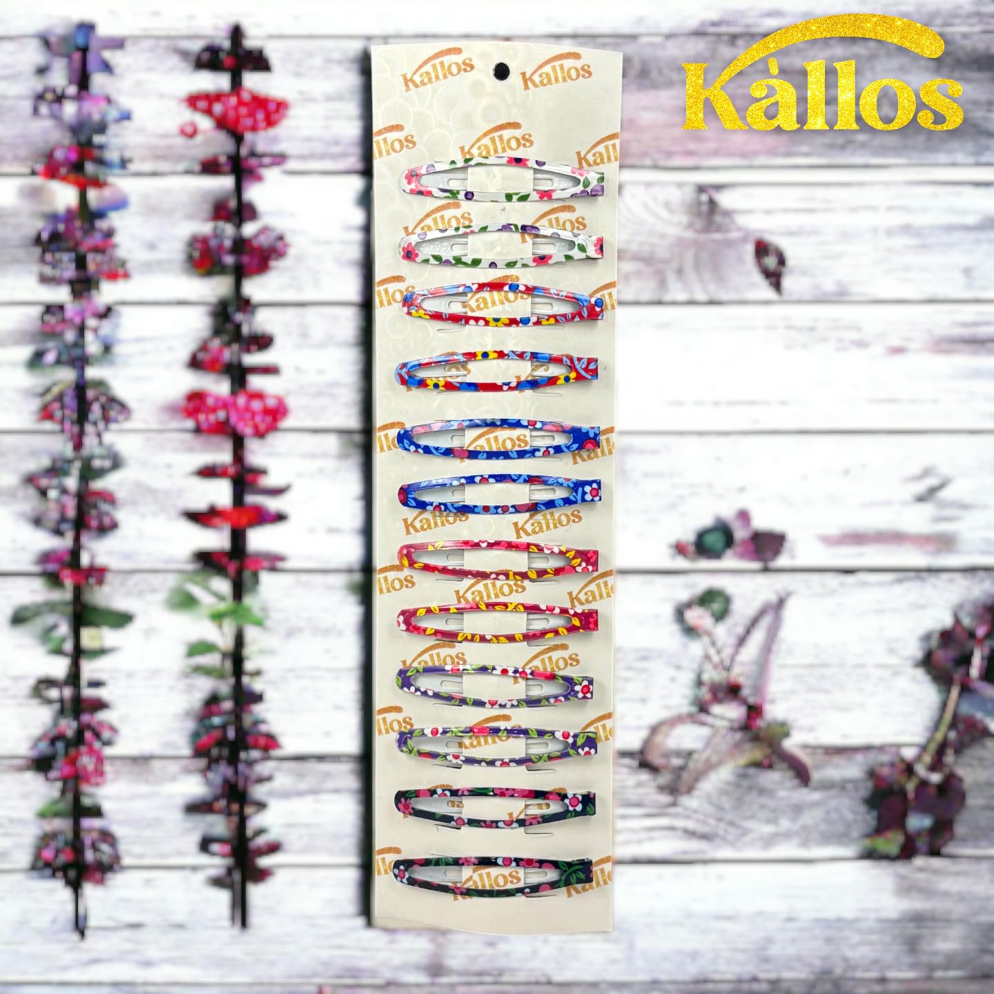 Kàllos Flower pattern Oval hair Snap clips