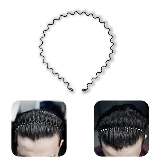 Kàllos Non-Slip Black Metal Hair Band – Unisex Zig Zag Headband for Men and Women, Durable & Comfortable Non-Slip Hair Accessory for Sports, Spa, and Everyday Use