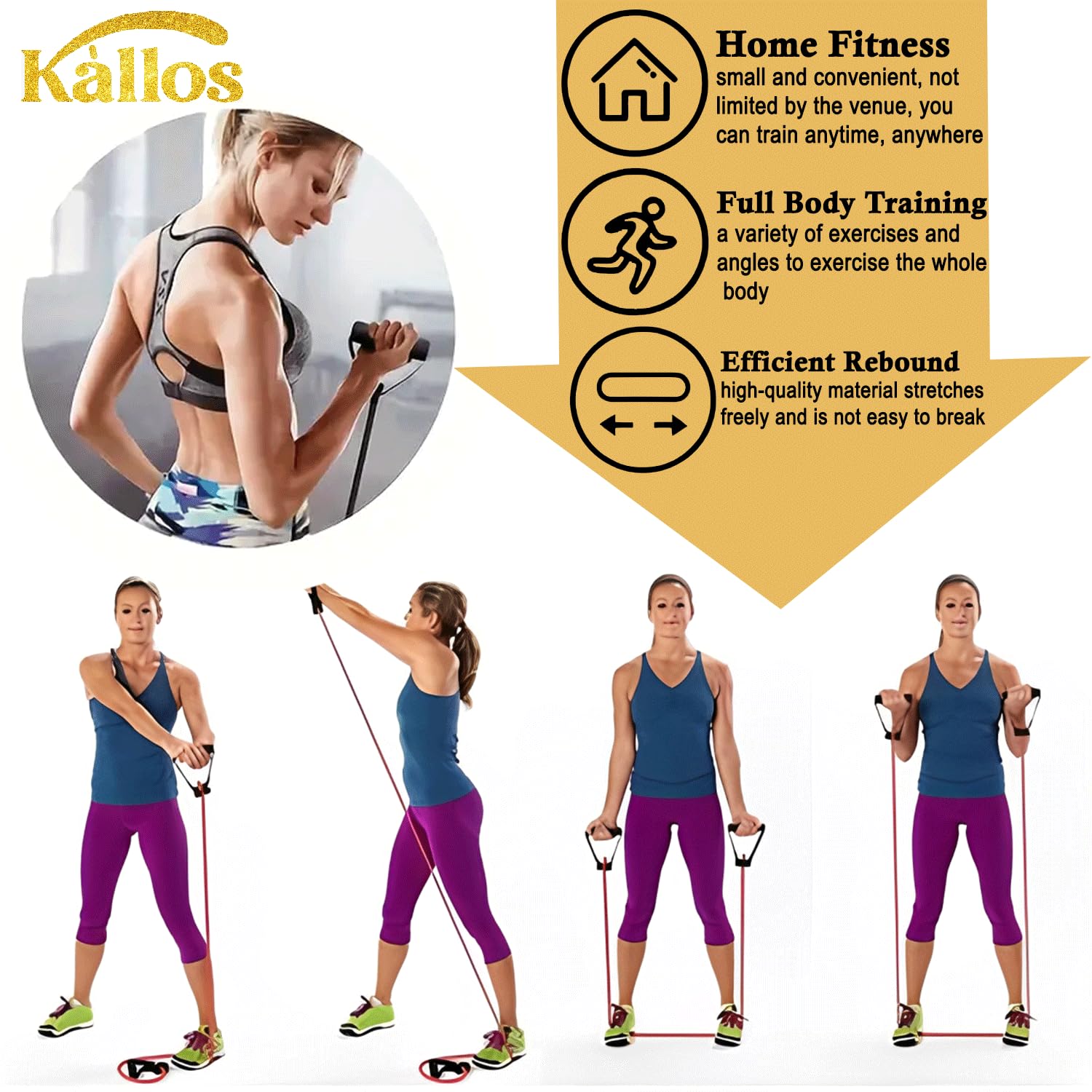 8-Piece Resistance Band Set with Pull-Up Booty and Loop Bands – All in One Non-Slip Durable Workout Set for Strength Training Glute Activation and Stretching Portable Fitness Gear by Kàllos