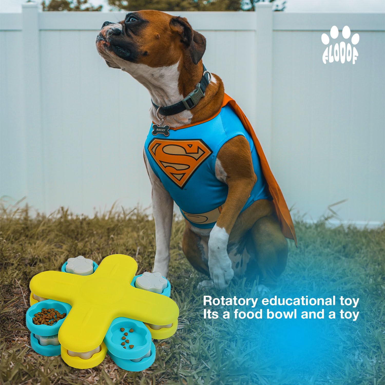 Flooof Level 3 Puzzle Feeder Dog Toy - Mental Stimulation Toys Slow Feeder Dog Bowls and Interactive Toy for Mental Growth of Small, Medium and Large Dogs