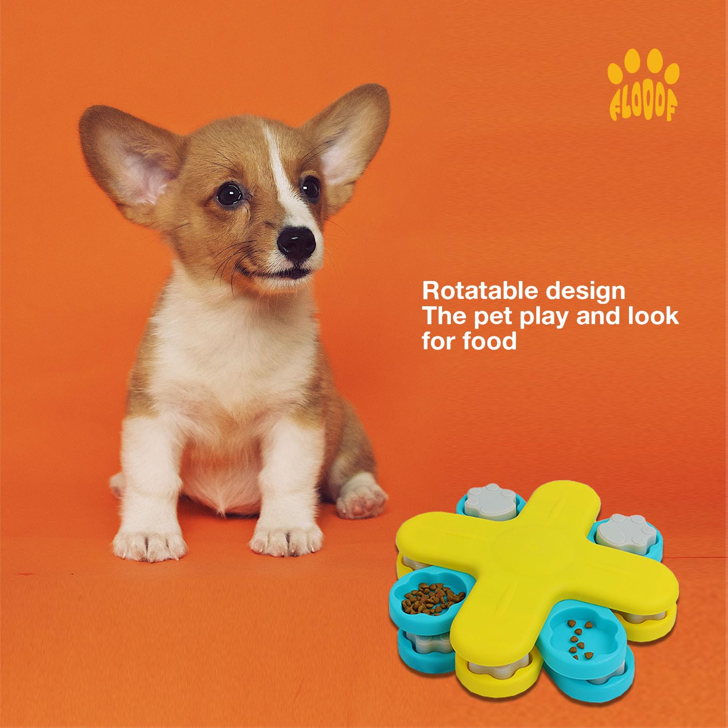 Flooof Level 3 Puzzle Feeder Dog Toy - Mental Stimulation Toys Slow Feeder Dog Bowls and Interactive Toy for Mental Growth of Small, Medium and Large Dogs