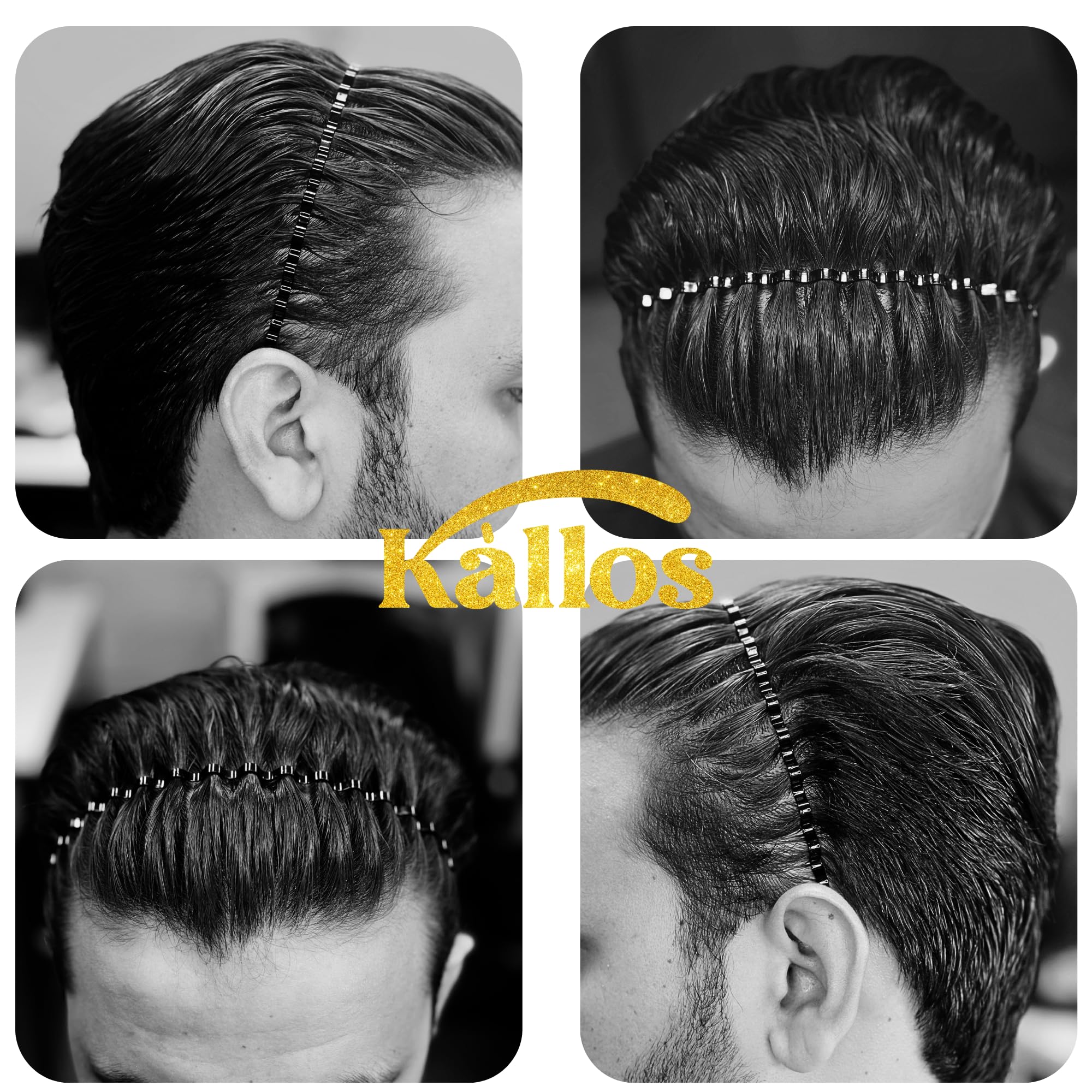 Kàllos Non-Slip Black Metal Hair Band – Unisex Zig Zag Headband for Men and Women, Durable & Comfortable Non-Slip Hair Accessory for Sports, Spa, and Everyday Use