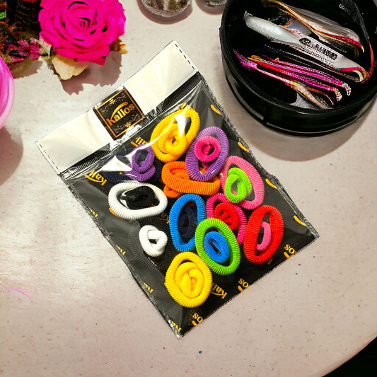 Kàllos Mix small and medium hair ties in muli color, for All Hair Types, No Damage, Ideal for Thick and Thin Hair. (36 pack) - The Fusion Square