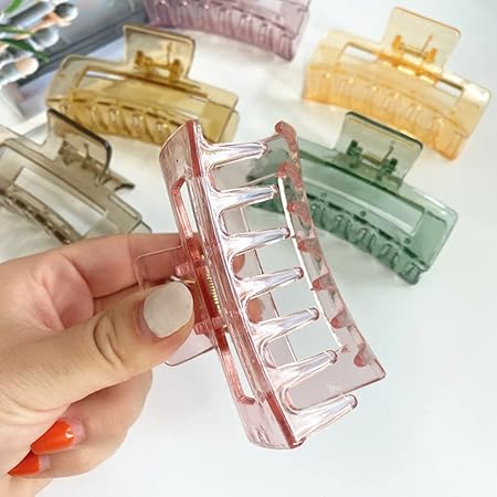 Kàllos 4 pack Large Rectangle Hair Claw Clips - Multi-Colored Hair Clips for thick and thin hair, accessories for teen girls and women. - The Fusion Square