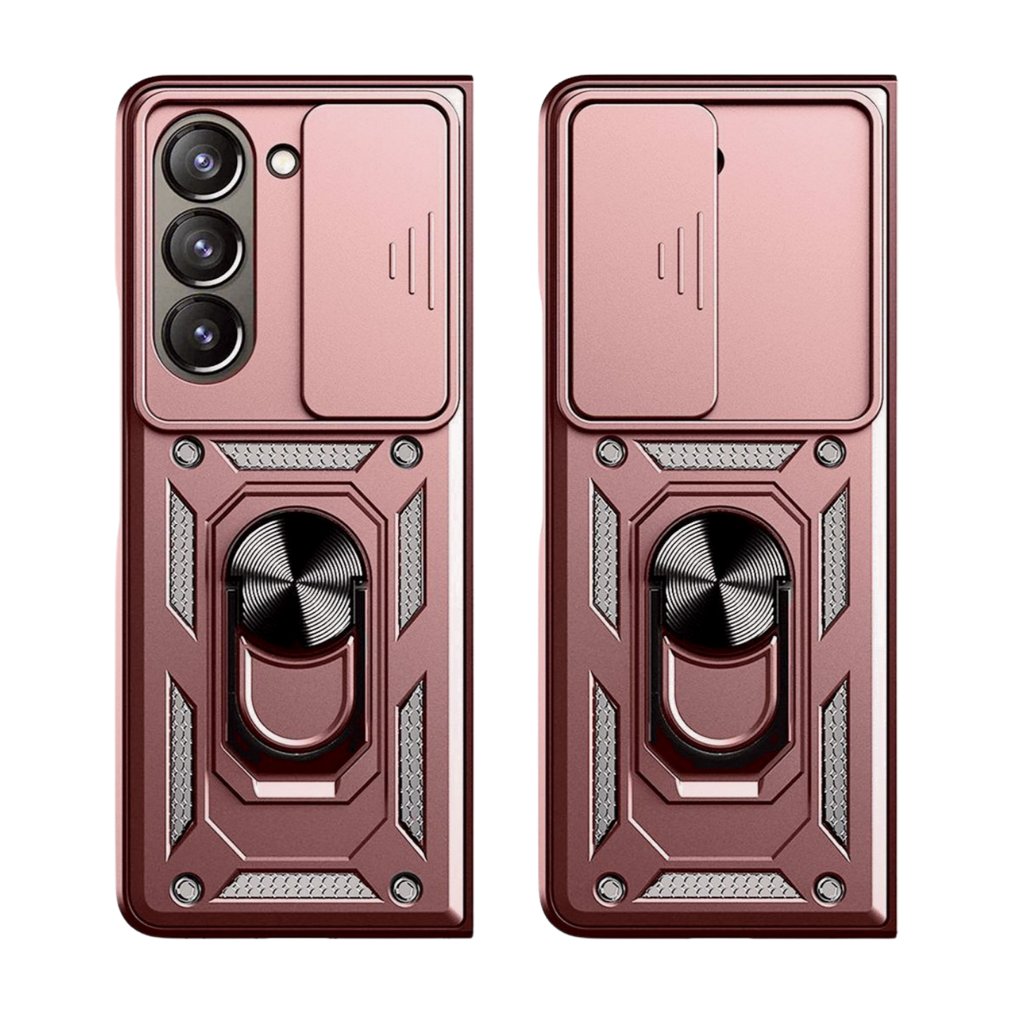 The Fusion Square Galaxy Z Fold 5 Armor Metal Stand Heavy Duty Case with Sliding Camera Protector Cover