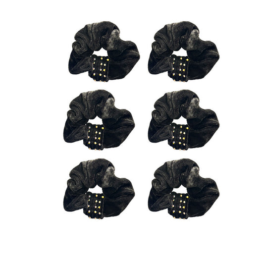 Kàllos 6 Pack Velvet Hair Scrunchies Set, Premium Black Velvet scrunchies for women and girls, Luxury Hair Accessories for Effortless Elegance. - The Fusion Square