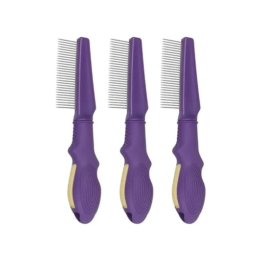 Flooof Hair Comb for Dogs Cats Easy Grip Rubber Handle Grooming Brushe for Removing Tear Stains, Lice, Dandruff - Flea Lice Comb for Dogs and Cats - Dog Brush for Shedding and Grooming - The Fusion Square