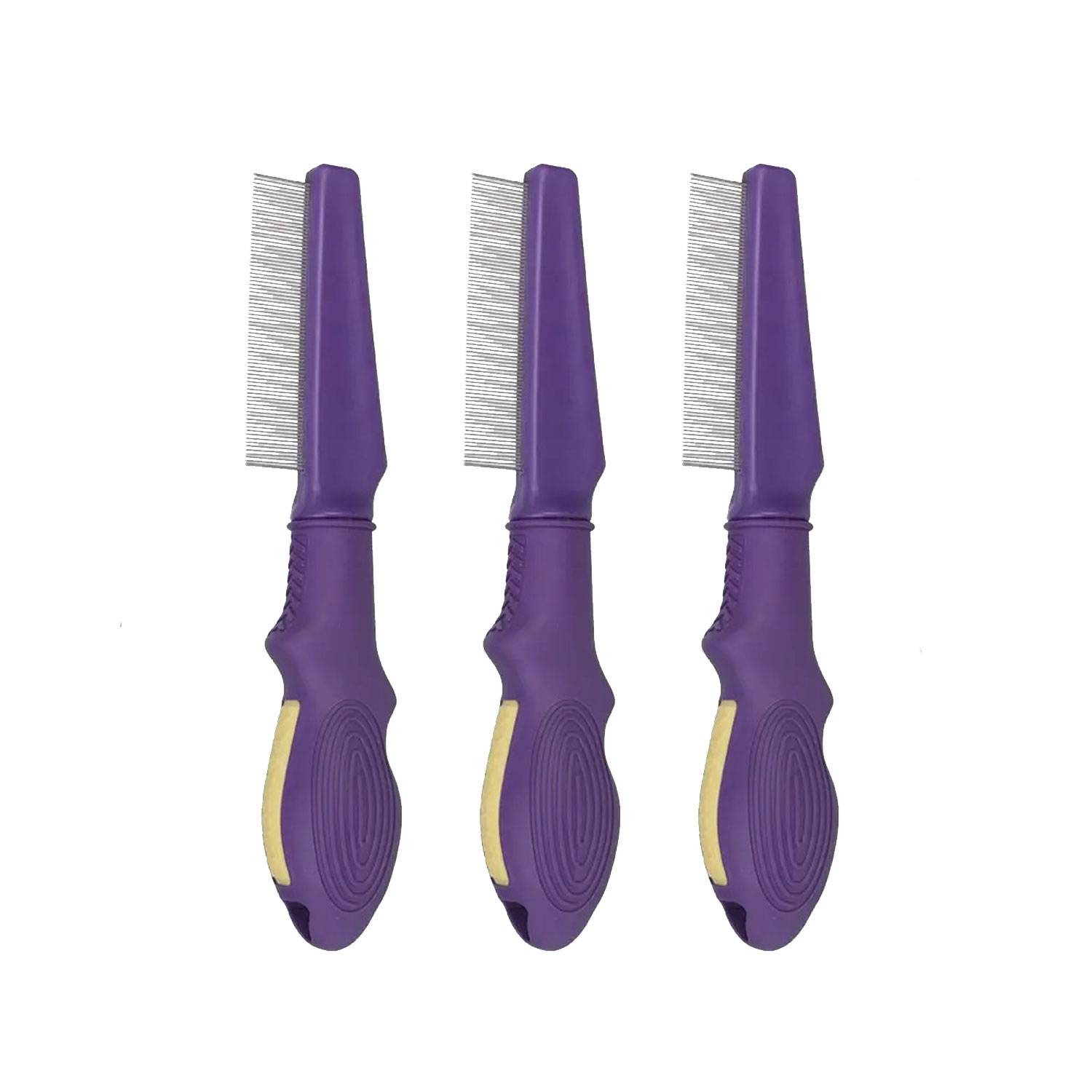 Flooof Hair Comb for Dogs Cats Easy Grip Rubber Handle Grooming Brushe for Removing Tear Stains, Lice, Dandruff - Flea Lice Comb for Dogs and Cats - Dog Brush for Shedding and Grooming - The Fusion Square