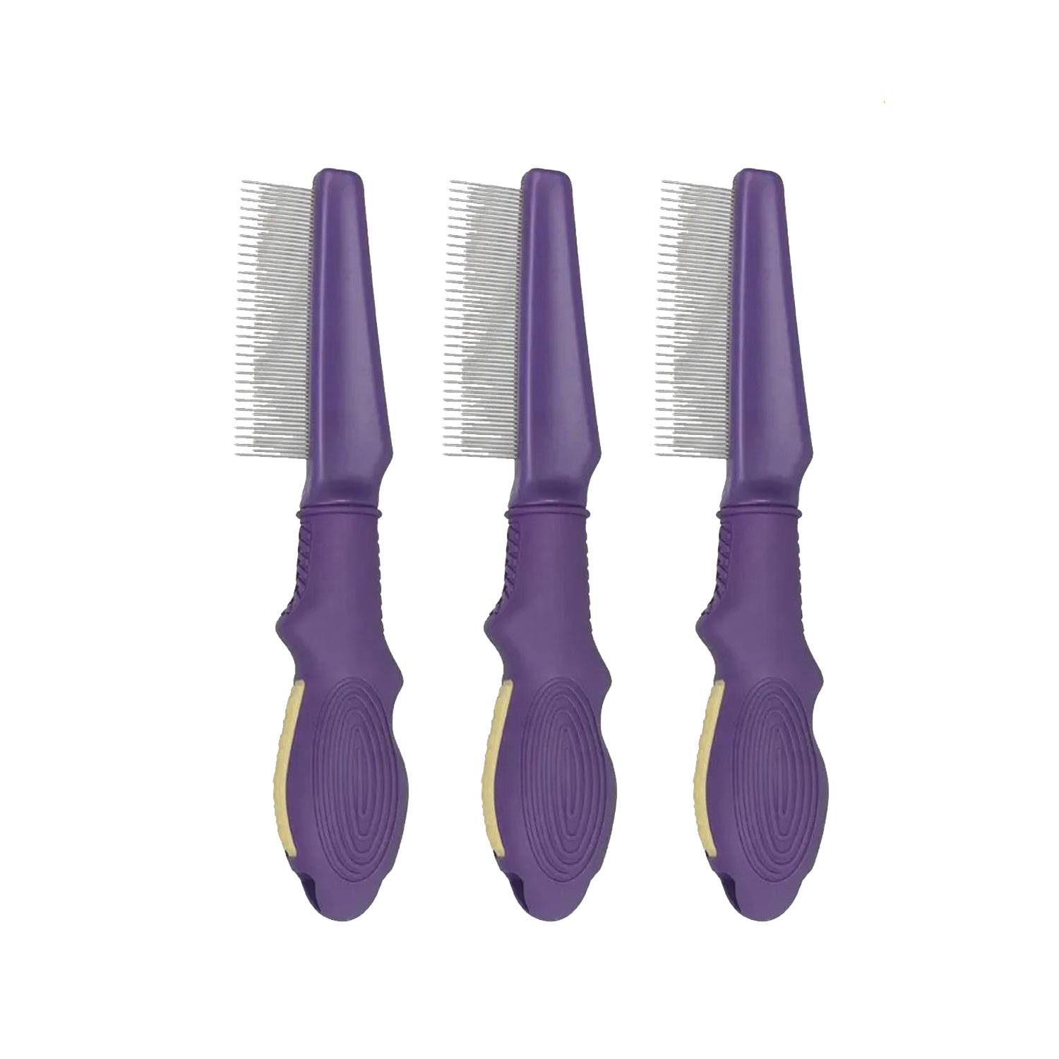 Flooof Hair Comb for Dogs Cats Easy Grip Rubber Handle Grooming Brushe for Removing Tear Stains, Lice, Dandruff - Flea Lice Comb for Dogs and Cats - Dog Brush for Shedding and Grooming - The Fusion Square