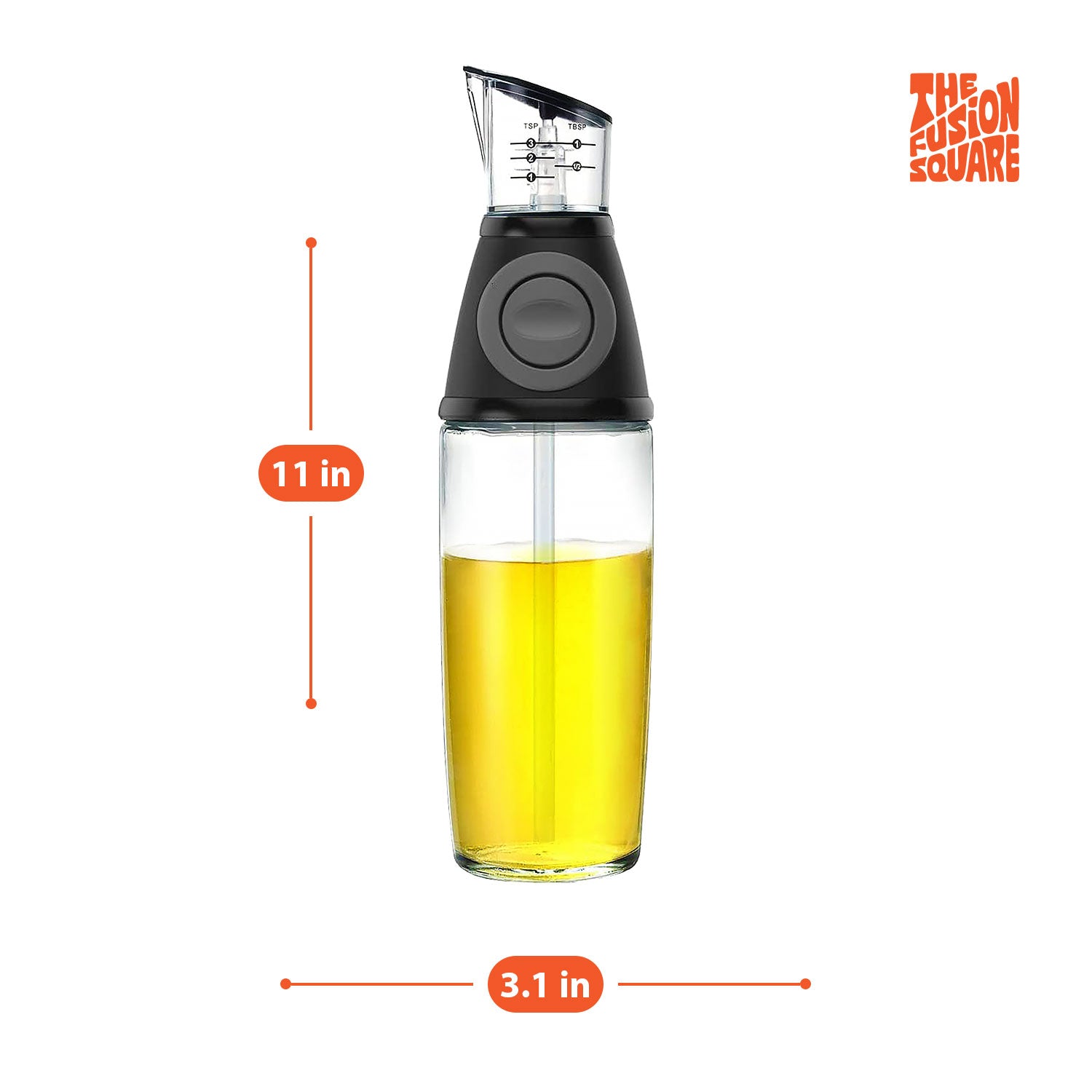 The Fusion Square Oil Dispenser Bottle with Precision Measurement