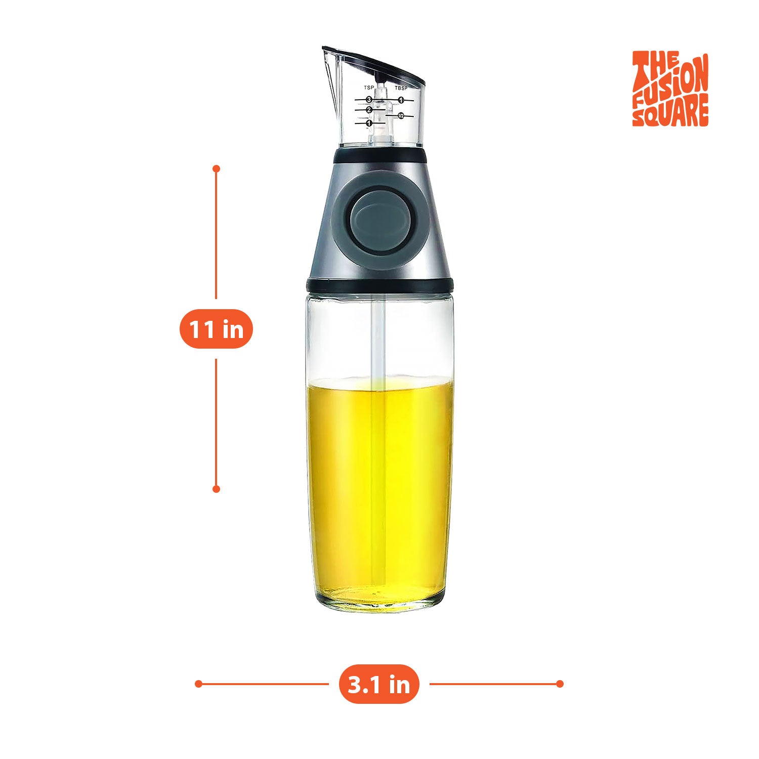 The Fusion Square Oil Dispenser Bottle with Precision Measurement